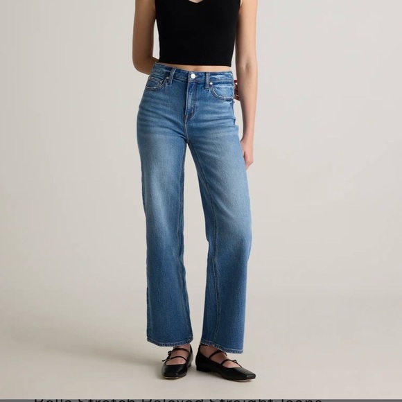 Bella Atlantic Blue Stretch Relaxed Straight Women's Jeans - Picture 2 of 4